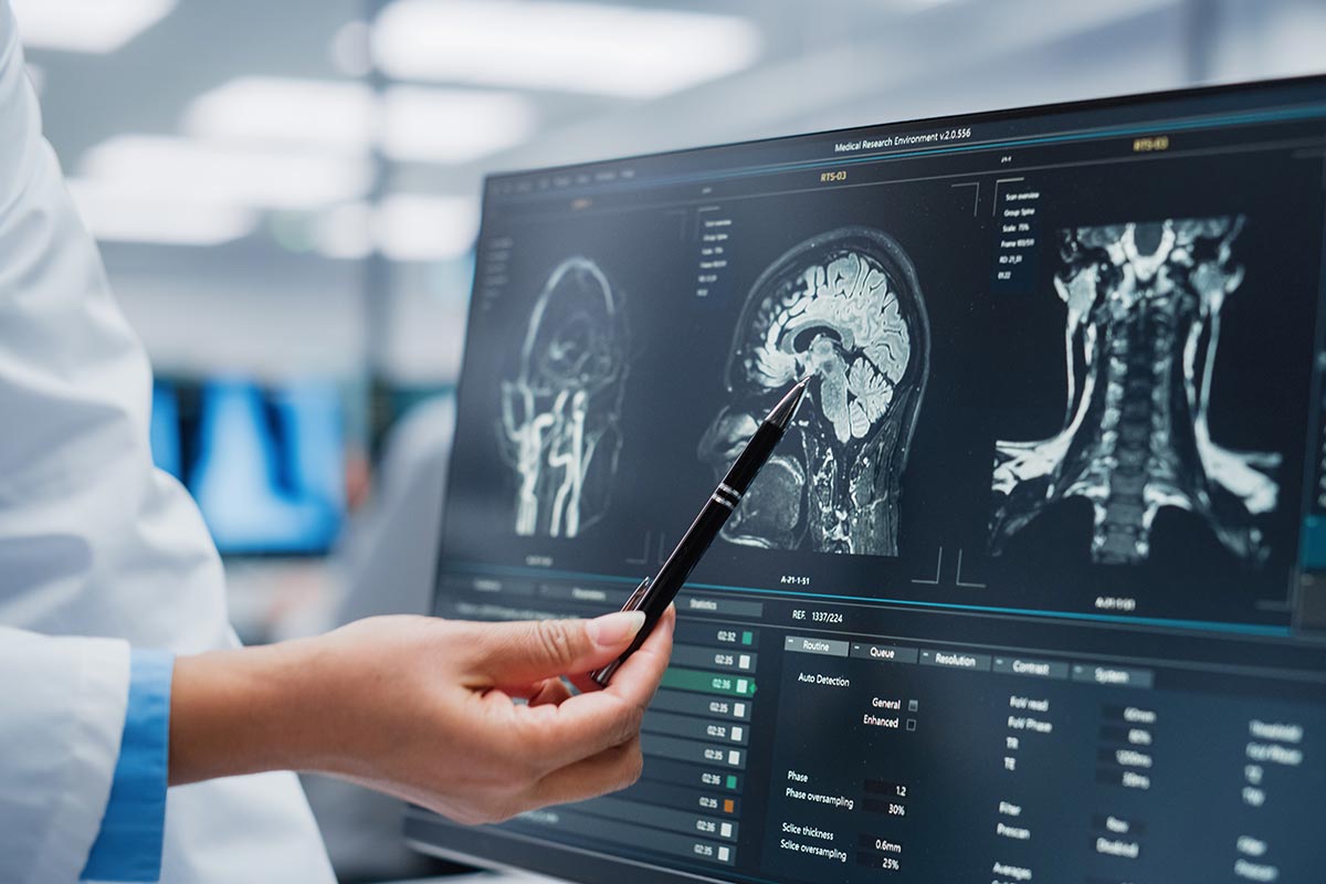 doctor evaluating diagnostic image