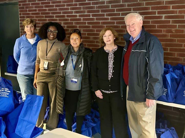 L-R: Moira Kiernan, Member of the Board of Trustees and President of the Auxiliary of Saint Joseph’s Medical Center; Manoucheka Elmine, Program Director at Landy Court; Maria Callarame, External Affairs Manager; Nancy Landy; James J. Landy, Chairman of the Board of Trustees